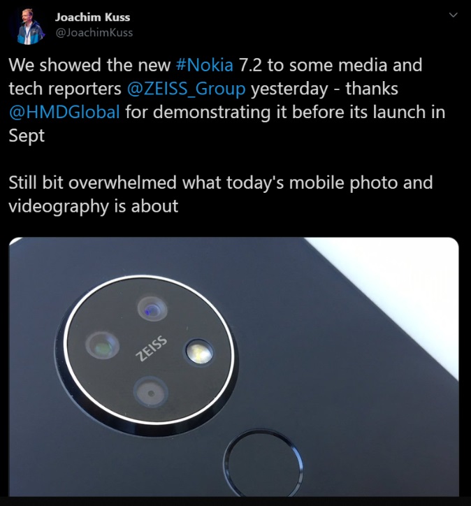 ZEISS三攝鏡頭亮相：Nokia 7.2 真機意外被蔡司員工提前曝光；Oreo 相機設計回歸！ 1