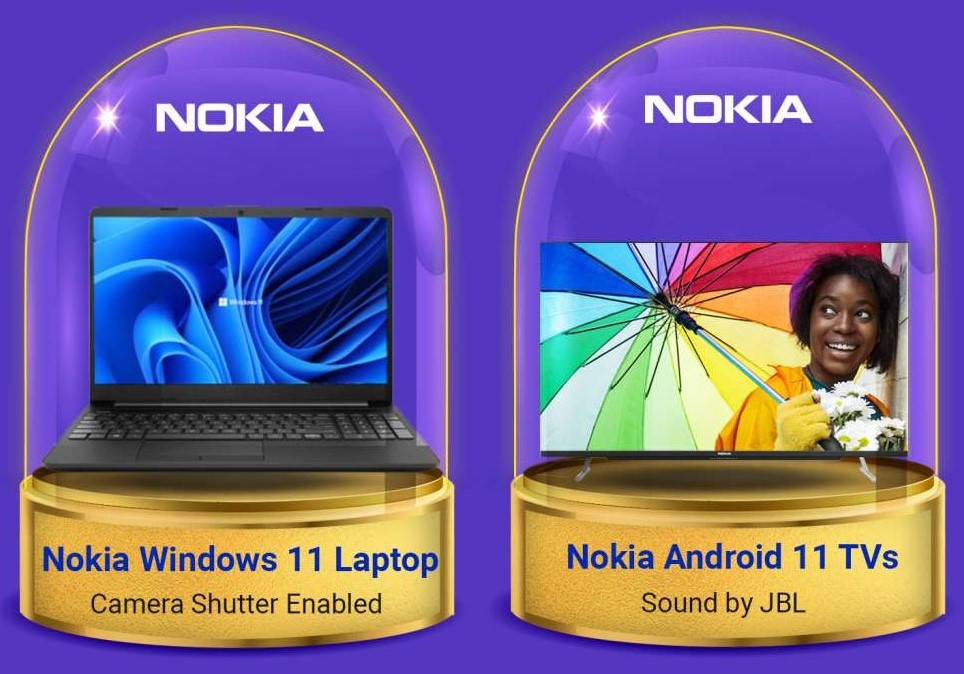 Nokia Windows 11 laptop and Nokia Android 11 TVs